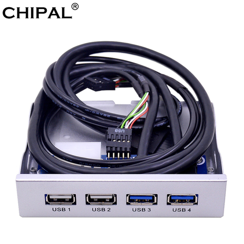 CHIPAL 5Gbps 4 Ports USB 3.0 Front Panel USB 2.0 Hub 20Pin Splitter Internal Combo Bracket Adapter for Desktop 3.5'' Floppy Bay ► Photo 1/6