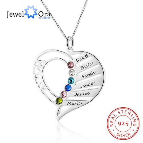 Mom's Gift Name Necklace Personalized Birthstone Engrave Name 925 Sterling Silver Necklaces & Pendants (JewelOra NE102362) ► Photo 1/6