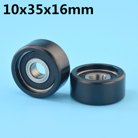 1Pcs 10x35x16 mm Nylon Plastic Wheel With Bearings Flat miniature pulley POM Hard bearing Mechanical passive wheel ► Photo 1/1