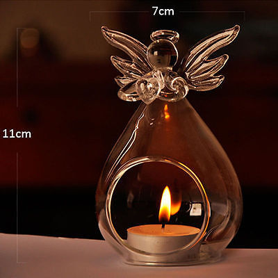 1PC Angel Shaped Glass Candle Holders Transparent Angel Glass Crystal Wall Hanging Tealight Candle Holder Wall Decor Candlestick ► Photo 1/6