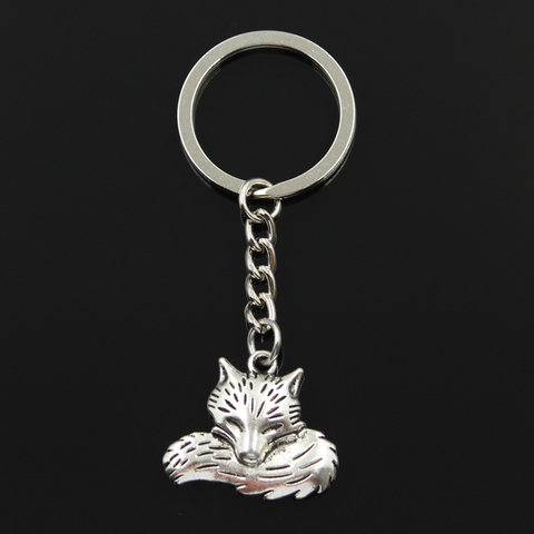 Fashion 30mm Key Ring Metal Key Chain Keychain Jewelry Antique Silver Color Plated Wolf Tail Fox 24x28mm Pendant ► Photo 1/4