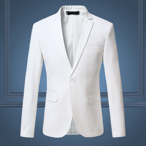High Quality Gentleman Men Slim Casual White Suit Large Size