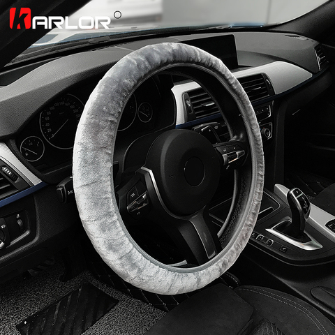 Premium Soft Short Fur Car Steering Wheel Cover High-density Warm Plush Winter Steering Wheel Protector Cover 38cm Accessories ► Photo 1/6