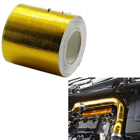 2 Inch * 5M Reflect Gold Foil Insulation Thermal Tape Intake Wrap Reflective Heat Engine Exhaust Pipe Heat Protection Resistant ► Photo 1/1