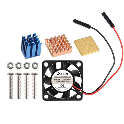 5V / 3.3V Cooling Fan With Screws + Heat Sink 1 Aluminum With 2 Copper For Raspberry Pi 3 / Pi 2 Model B RPI B+ ► Photo 1/6