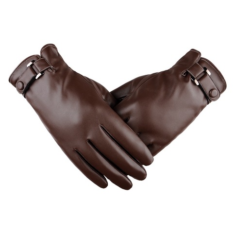 2022 Spring/Winter PU Leather Short Thin/Thick Black/Brown Touched Screen Glove Man Gym Car Driving Mittens ► Photo 1/5