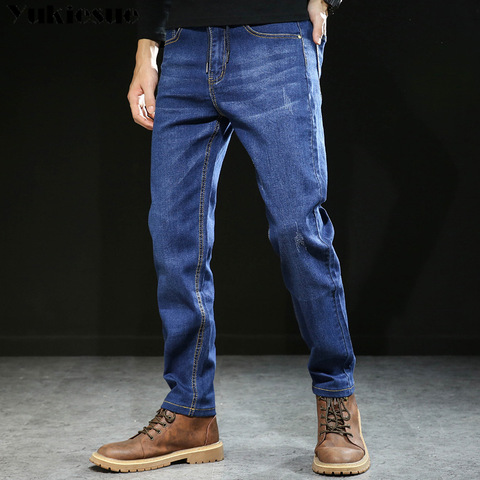 2022 New Mens Fashion Black Blue Jeans Men Casual Slim Stretch Jeans Classic Denim Pants Trousers Plus Size M-7XL High Quality ► Photo 1/5