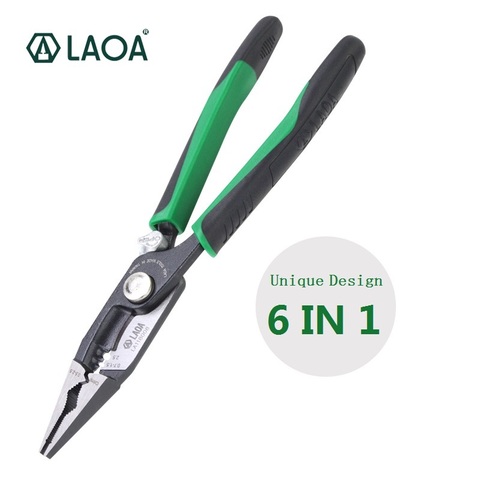 LAOA LA118008 inch 6 in 1 Combination Pliers Multifunctional Electrician Needle Nose Pliers Wire Stripping Cutter Crimping ► Photo 1/1