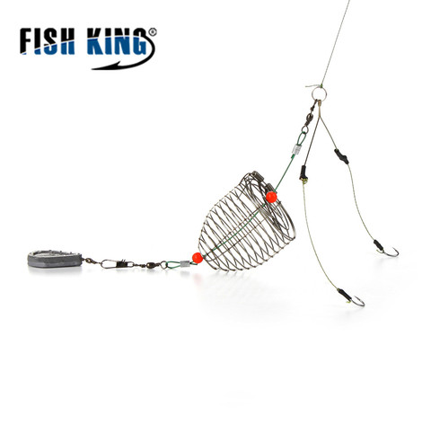 Fish King 1pcs size:30g Carp Fishing Feeder Fishing Bait Cage With Barrel Swivel Lead Sinker With Hooks for Carp Fishing Tackle ► Photo 1/6