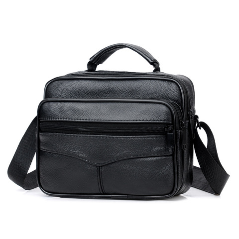 2022 Leather Men's Briefcase Fashion Small Capacity Business bag Black Male Shoulder Laptop Bag Men's Travel leather briefcase ► Photo 1/6
