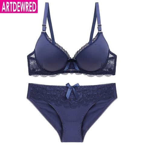 Women Underwear Solid Bra Briefs Sets Sexy Plus Size Lingerie Suit Lace Bra And Panties Female Push Up Bra Set ► Photo 1/6