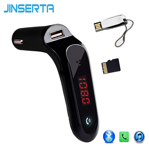 JINSERTA 4-in-1 Hands Free Wireless Bluetooth FM Transmitter Car Kit AUX Modulator MP3 Player SD USB TF LCD Car Accessories ► Photo 1/6