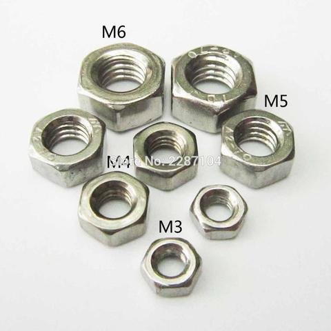 25pcs A2 304 Stainless Steel Metric Thread Hex Hexagonal Full Threaded Original Nut For M2 M3 M4 M5 M6 Screw Bolt ► Photo 1/3