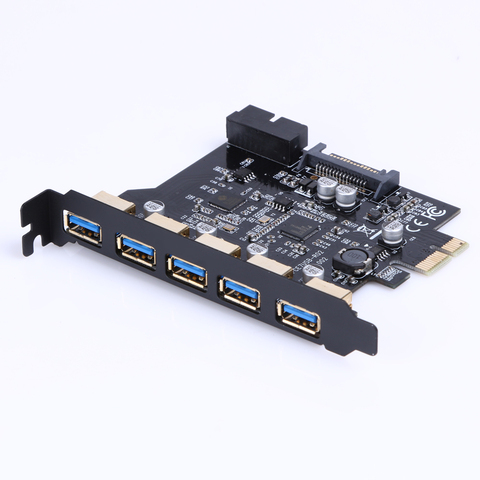 Super Speed PCI-E to USB 3.0 19-Pin 5 Port PCI Express Expansion Card Adapter SATA 15Pin Connector with Driver CD for Desktop ► Photo 1/6