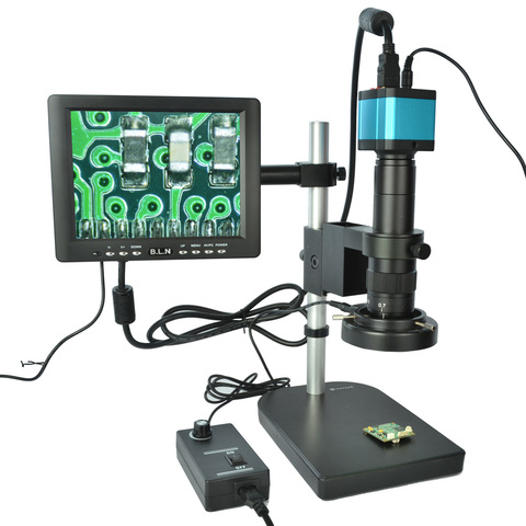 Full Set 14MP Industrial Microscope Camera HDMI USB Outputs with 180X C-mount Lens 60 LED Light Microscope with 8