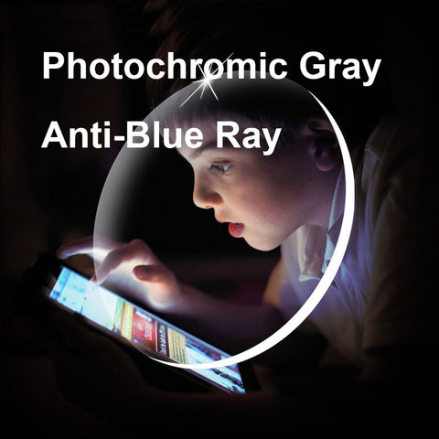 1.61 Photochromic-Gray Lenses with Anti-blue Ray Protection Optical Prescription Glasses Lenses Anti-reflective and Anti-glare ► Photo 1/6