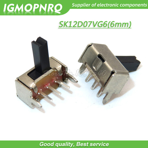 50pcs SK12D07VG6 Miniature Slide Switch SPDT 3 Pin PCB 2 Position 1P2T Side Knob Handle High 6mm IGMOPNRQ ► Photo 1/2