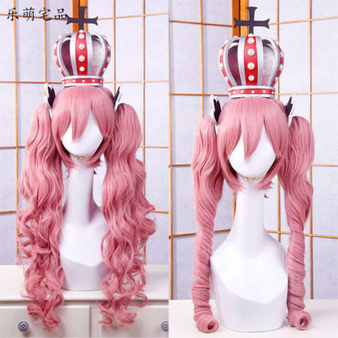 Anime One Piece Cosplay Wig Ghost Princess Perona Pink Long Curly Wavy Ponytails Synthetic Hair Adult Pigtail+ Free Wig Cap ► Photo 1/1