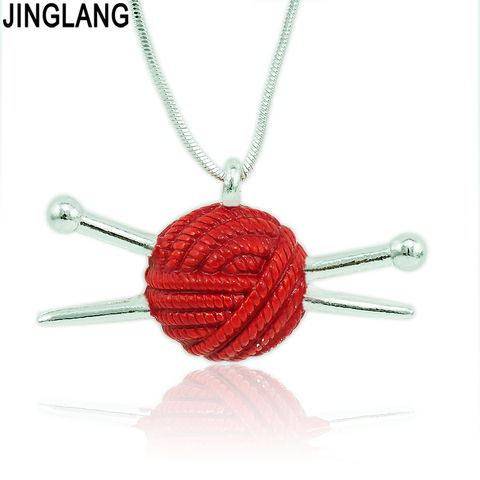 JINGLANG Fashion Pendants Necklace 2 Color Snake Chain Metal Knitting Wool Ball Charms Necklace For Women Jewelry Gifts ► Photo 1/6