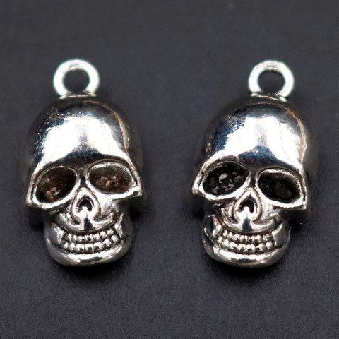 WKOUD 8pcs Silver Color 3D Skull Charm Hip Hop Necklace Bracelet DIY Metal Jewelry Alloy Pendant 20*12mm A1376 ► Photo 1/3