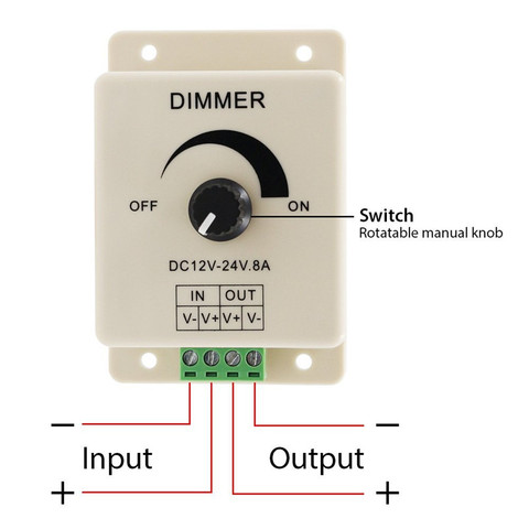 12V 24V LED Dimmer Switch 8A Voltage Regulator Adjustable Controller for LED Strip Light Lamp ► Photo 1/5