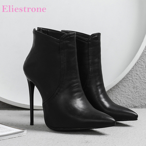 Brand New Glamour Gray Black Women Ankle Nude Formal  Boots Sexy High Heels Office Lady Shoes S273 Plus Big Size 10 46 48 ► Photo 1/6