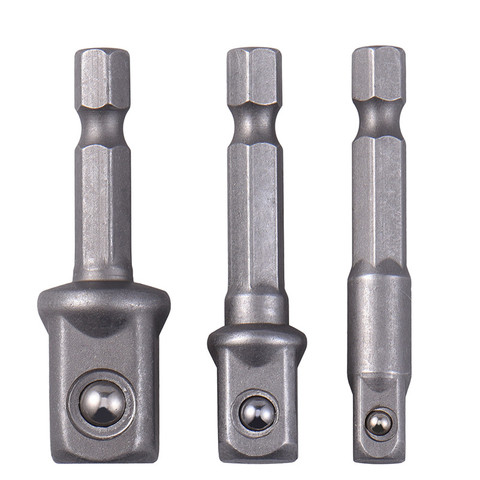 New 3pcs/set Chrome Vanadium Steel Socket Adapter Hex Shank to 1/4