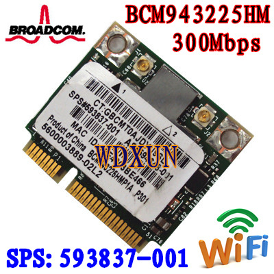Original Broadcom Bcm943225hm 593837-001 Half Mini Pci-e Wireless Card 300m Wifi 802.11abgn Internal 300mbps For Laptop ► Photo 1/3