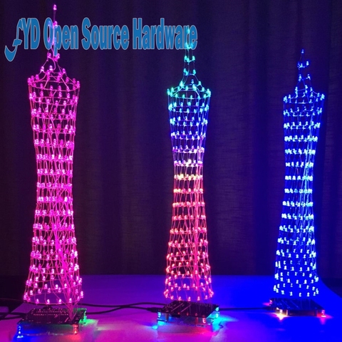 Colorful LED Tower Display Lamp Infrared Remote Control Electronic DIY Kits Music Spectrum Soldering Kits DIY Brain-training Toy ► Photo 1/6