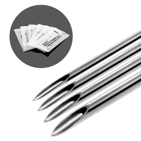10pcs/lot Steel Needle Piercing Tattoo Needles Lot Nose Lip Ear Navel Sterile Needle Tools 14G 16G 18G 20G Body Jewelry Pieacing ► Photo 1/6