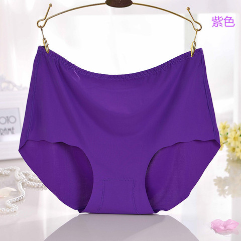 Q014 4Pcs/Lot Plus Size 6XL Ice Silk Panties Briefs Solid Seamless Women Underwear Everyday Mid-rise Comfortable Lingerie ► Photo 1/1