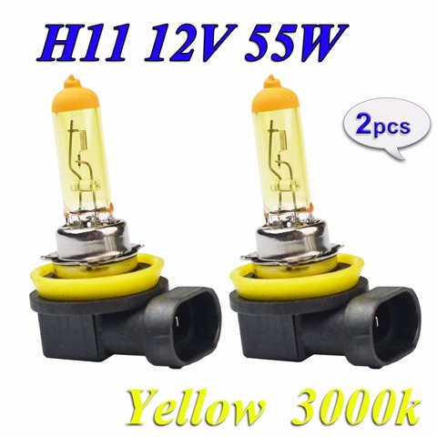 Hippcron 2 Pieces 12V 55W H11 Yellow Halogen Bulb PGJ19-2 3000K Auto Lamp Quartz Glass Car Fog Light FREE SHIPPING ► Photo 1/6