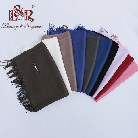 Fashion 2022 New Solid Winter Scarves For Women Shawls And Wraps Lady Pashmina Pure Long Cashmere Head Scarf Men Hijabs Stoles ► Photo 1/6