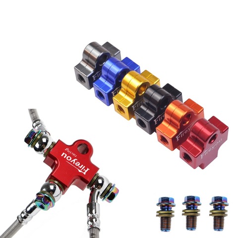 AVT Brake Hose Connector Adapter 3 Way Motorcycle Hydraulic Pipe Connect Tee Coupling Tubes Adapter bracket M10 Banjo Oil Link ► Photo 1/6