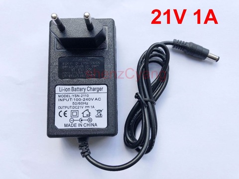 1PCS High quality 21V 1000mA 1A 5.5mmx 2.1mm-2.5mm Universal AC DC Power Supply Adapter Wall Charger EU 21V For lithium battery  ► Photo 1/3