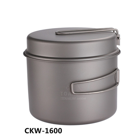 TOAKS Cookware Set Ultralight Titanium Pot Frying Pan Outdoor Camping Titanium Bowl Titanium Cup Picnic 1100ml, 1300ml, 1600ml ► Photo 1/6