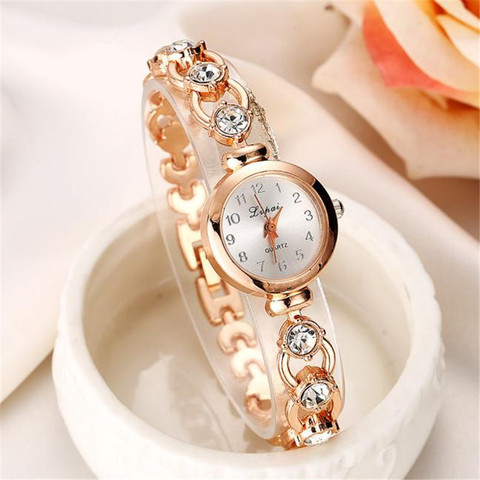 Ladies Elegant Wrist Watches Women Bracelet Rhinestones Analog Quartz Watch Women's Crystal Small Dial Watch Reloj #B ► Photo 1/5