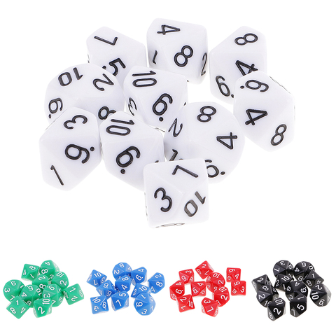 10pcs 10 Sided Dice D10 Polyhedral Dice for D&D Games 16mm DND RPG MTG Dice Family Party Kids Game House Dice ► Photo 1/6