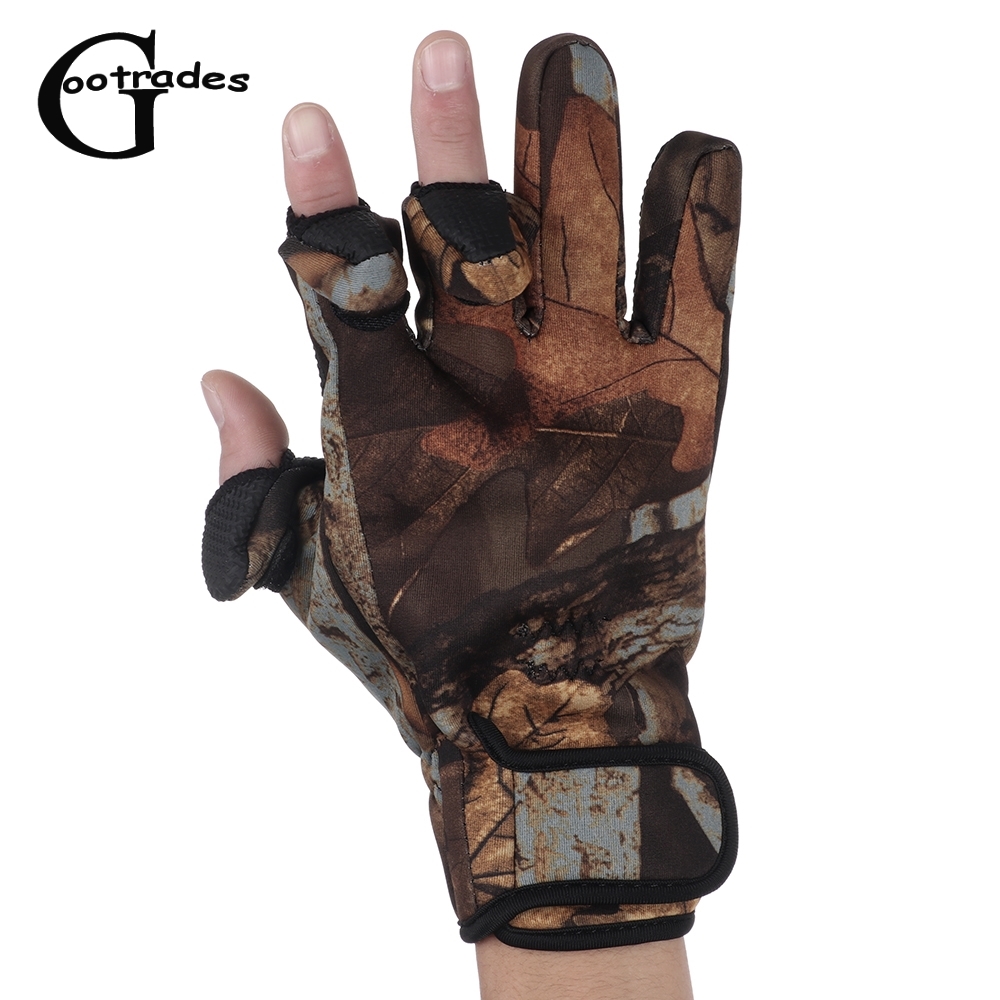1 Pair Cut 3 Finger Anti-Slip Fingerless Fishing Gloves Leather Waterproof Glove 