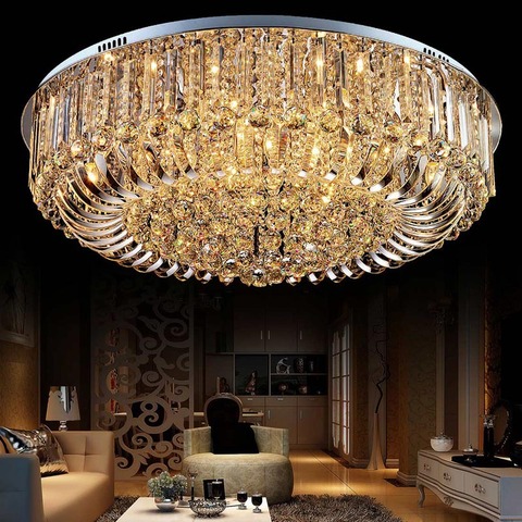 Crystal Ceiling Lights Modern Lamps Luxury Ceiling lamps Chrome luminaria deckenleuchte Round Crystal Lighting Home LED Fixture ► Photo 1/6