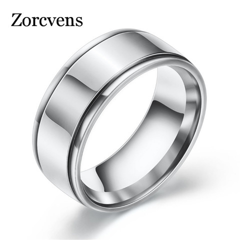 ZORCVENS Promotion Stainless Steel Black/Gold/Silver Color Anti-allergy Smooth Couple Wedding Ring Woman Man Fashion Jewelry ► Photo 1/6