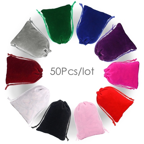 50Pcs/Lot Drawstring Velvet Sachet 5x7/7x9/9x12/10x15cm Pouches Small Size Jewelry Gift Display Packing Bags Can Customized ► Photo 1/6