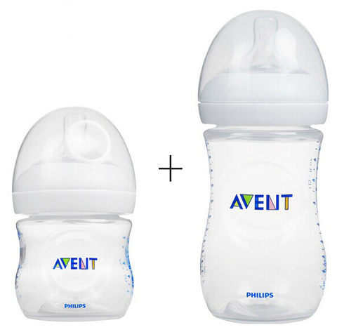 AVENT Natural Bottles Avent Wide Mouth Feeding bottles 4oz 125ml+9oz 260ml 2 Pieces/pack ► Photo 1/4