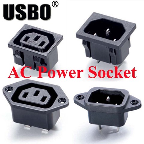 High quality Black 10A 250V IEC320-C13 / C14 3Pins universal industry electrical AC socket CE Certified panel mount power socket ► Photo 1/6