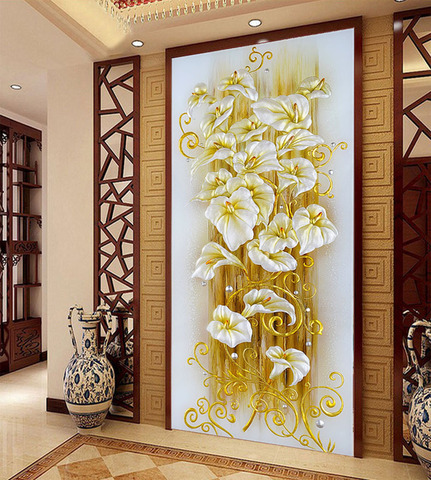 Needlework,DIY Cross stitch,Sets For Embroidery kits,Floral Gold Lily Flower Pattern Printed Scenic Cross-Stitch,Wall Home Decro ► Photo 1/5