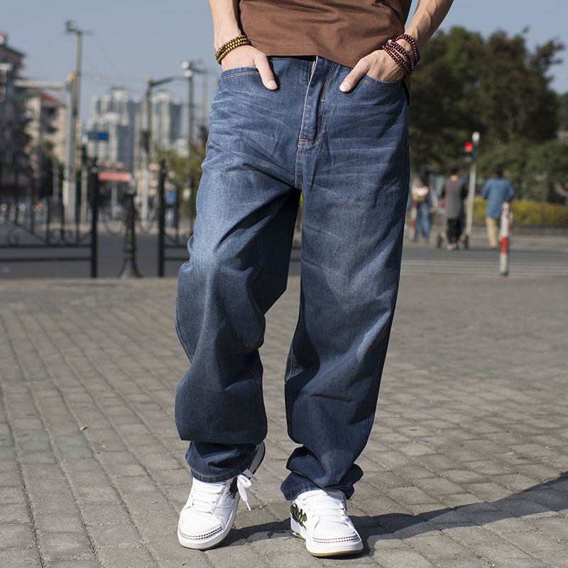 Men's Jeans Mens Retro Baggy Jeans Hip Hop Loose Skateboard Denim Pants  Brand Clothes Size 29