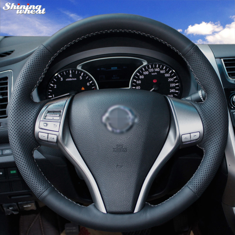 Shining wheat Hand-stitched Black Leather Steering Wheel Cover for Nissan 2013 Teana 2014 X-Trail QASHQAI Sentra ► Photo 1/6