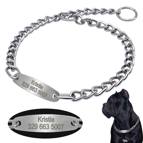 Personalized Pet Dog Chain Choke Collar Pets Training Engraved ID Slip Collars Choker For Medium Large Dogs Pitbull Pug Bulldog ► Photo 1/6