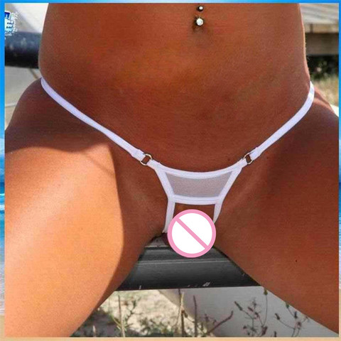 Women Open Crotch G String Exotic Bikini Thong Transparent Mesh Panties Tanga Swim Bottoms Sunbath Low Rise Female Sexy Lingerie ► Photo 1/4