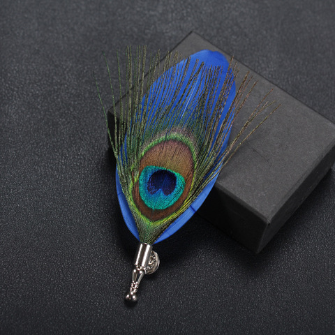 Korean High-end Classic Peacock Feather Brooch Scarf Buckle Lapel Pins & Brooches Jewelry Bridge Suit Wedding Men Accessories ► Photo 1/6